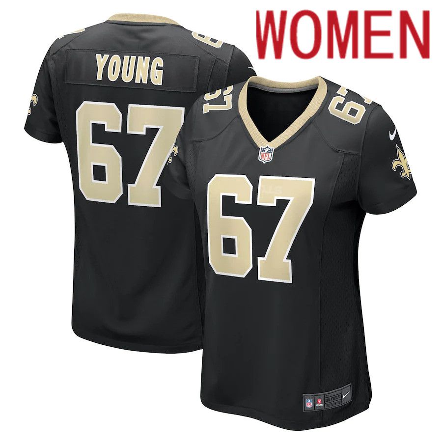 Women New Orleans Saints #67 Landon Young Nike Black Game NFL Jersey->women nfl jersey->Women Jersey
